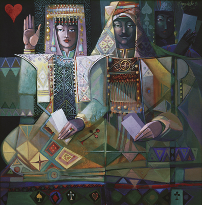 Couple de coeur <br>(120x120cm) 1991
